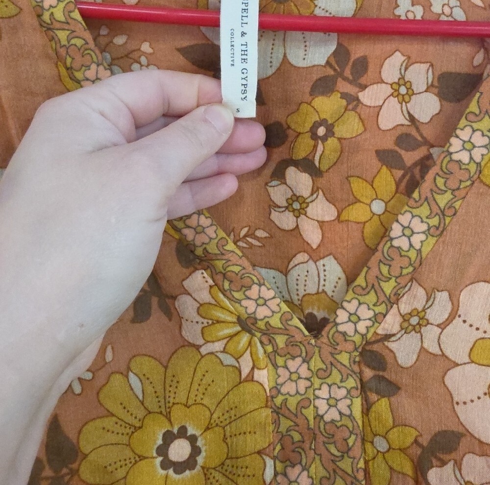 S Spell Buttercup Gown Rust Floral Boho Tiered Maxi Dress NWOT - Picture 2 of 6